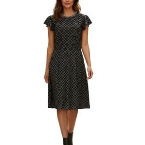 Jason Wu Target black circle print beaded neckline flutter sleeve dress 6